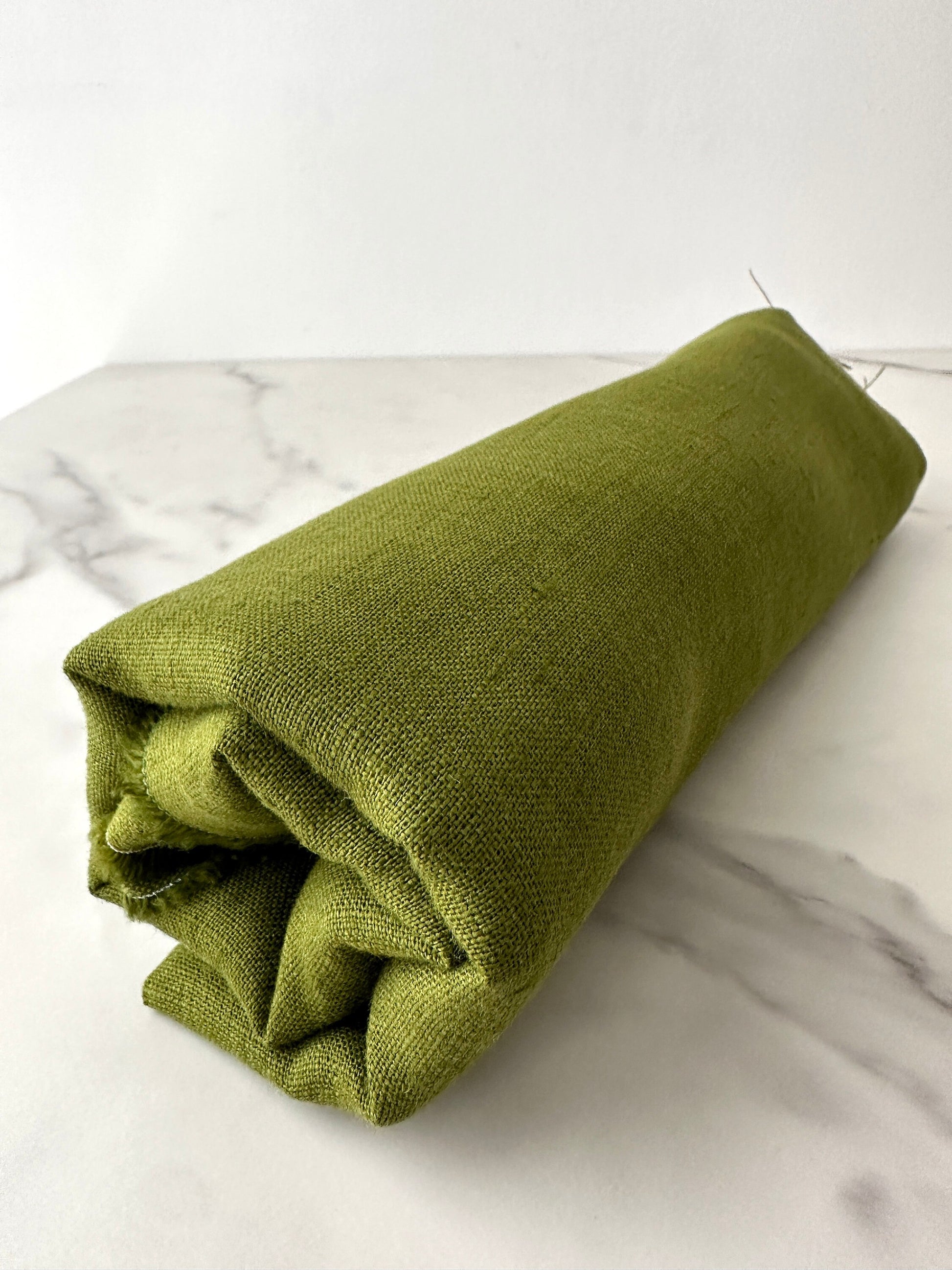 Linen Fabric by The Yard. Certified European Flax & OEKO-Tex 100. Mid weight Softened Woven Linen from U.S.A. Seller- Olive Green LN-OGR