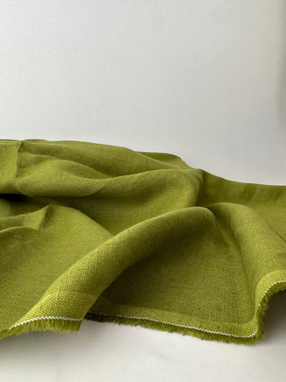 Linen Fabric by The Yard. Certified European Flax & OEKO-Tex 100. Mid weight Softened Woven Linen from U.S.A. Seller- Olive Green LN-OGR