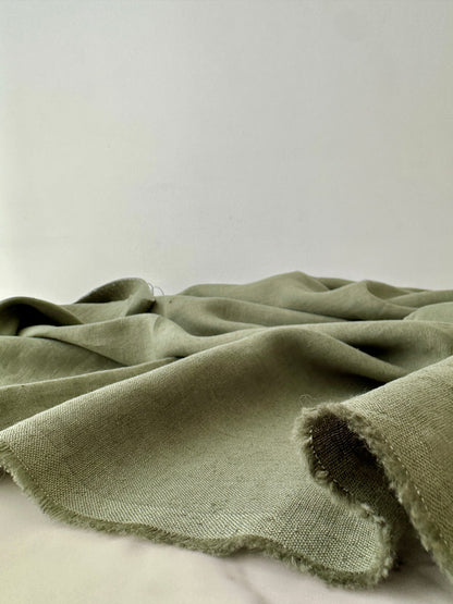 Linen Fabric by The Yard. Certified European Flax & OEKO-Tex 100. Mid weight Softened Woven Linen from U.S.A. Seller- Hunter Green LN-HUN