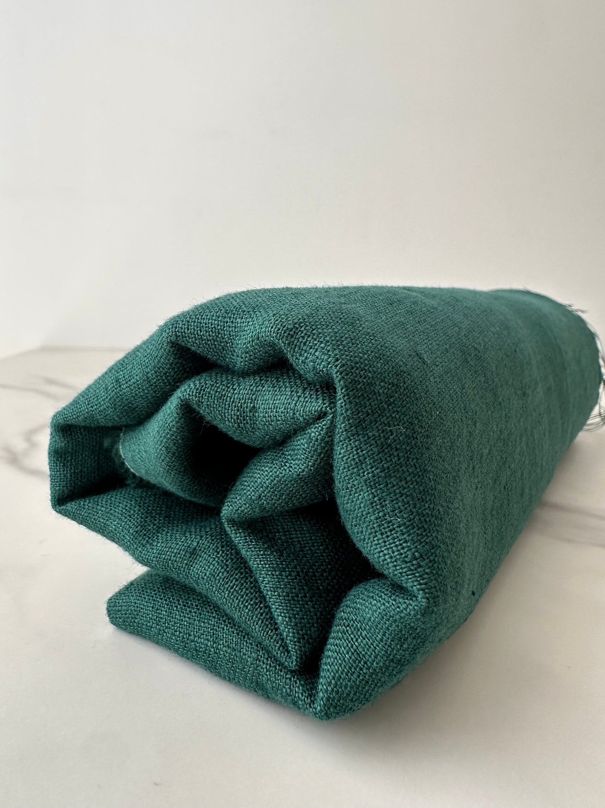 Linen Fabric by The Yard. Certified European Flax & OEKO-Tex 100. Mid weight Softened Woven Linen from U.S.A. Seller- Empress Teal LN-EMG