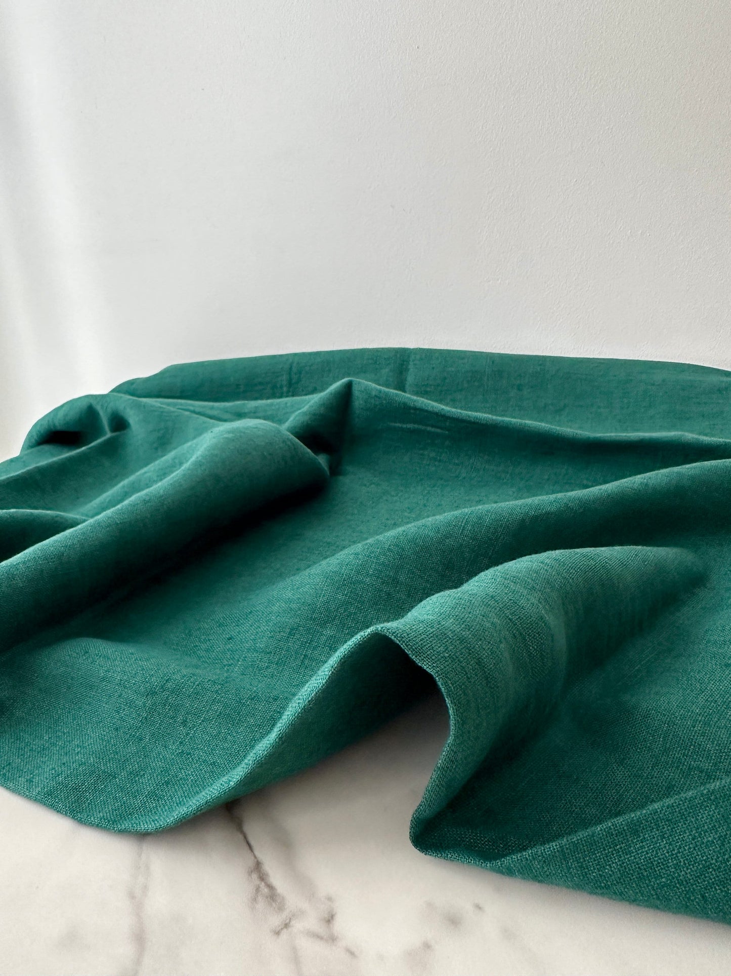 Linen Fabric by The Yard. Certified European Flax & OEKO-Tex 100. Mid weight Softened Woven Linen from U.S.A. Seller- Empress Teal LN-EMG