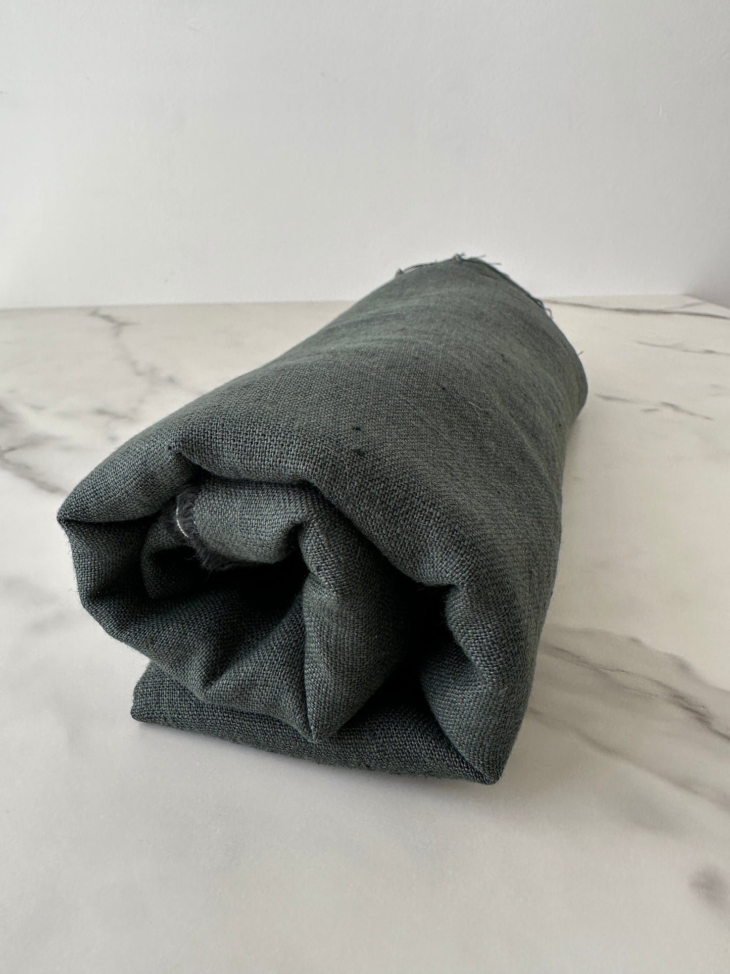 Linen Fabric by The Yard. Certified European Flax & OEKO-Tex 100. Mid weight Softened Woven Linen from U.S.A. Seller- Green Smoke LN-GRM