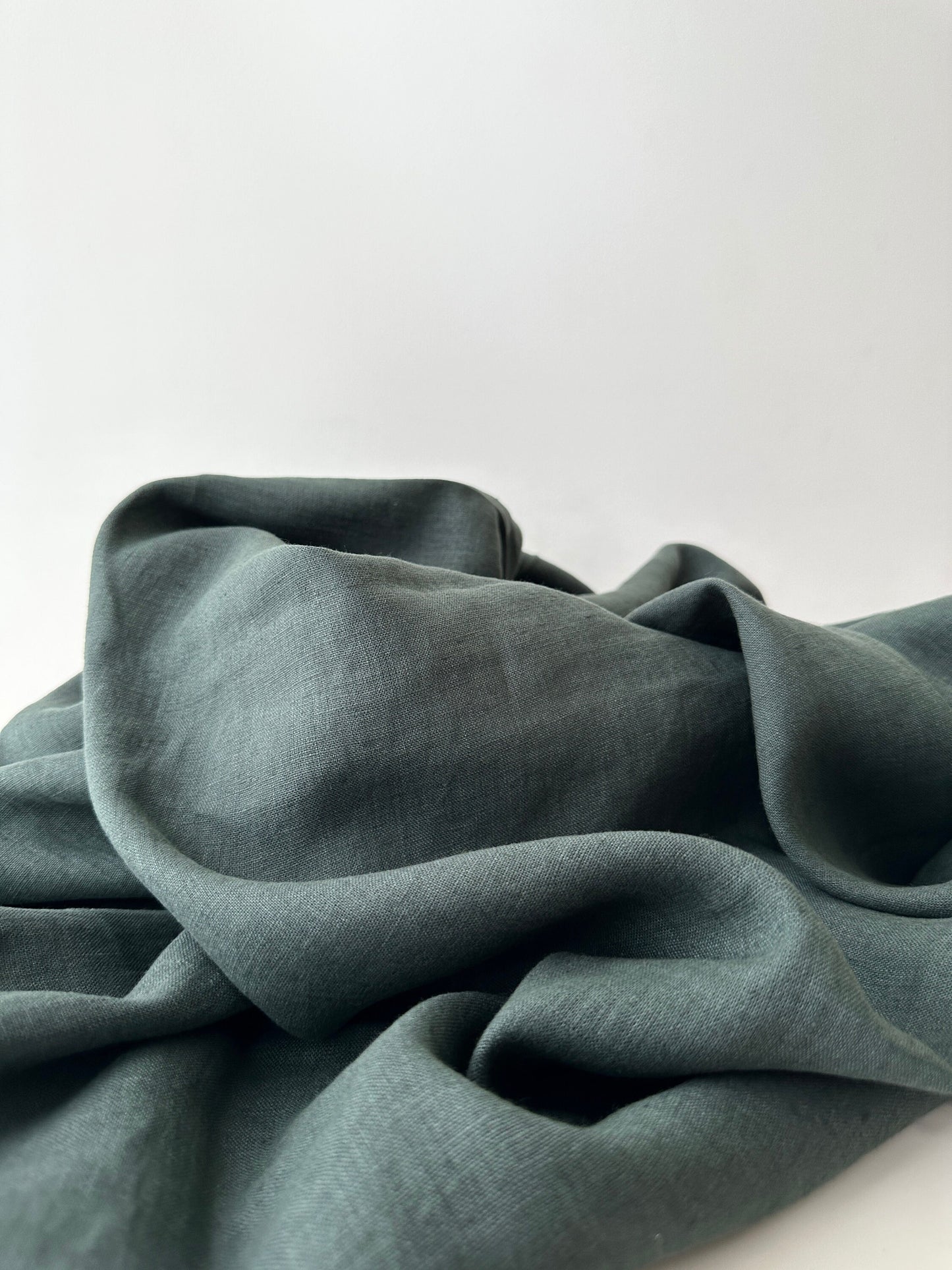 Linen Fabric by The Yard. Certified European Flax & OEKO-Tex 100. Mid weight Softened Woven Linen from U.S.A. Seller- Green Smoke LN-GRM