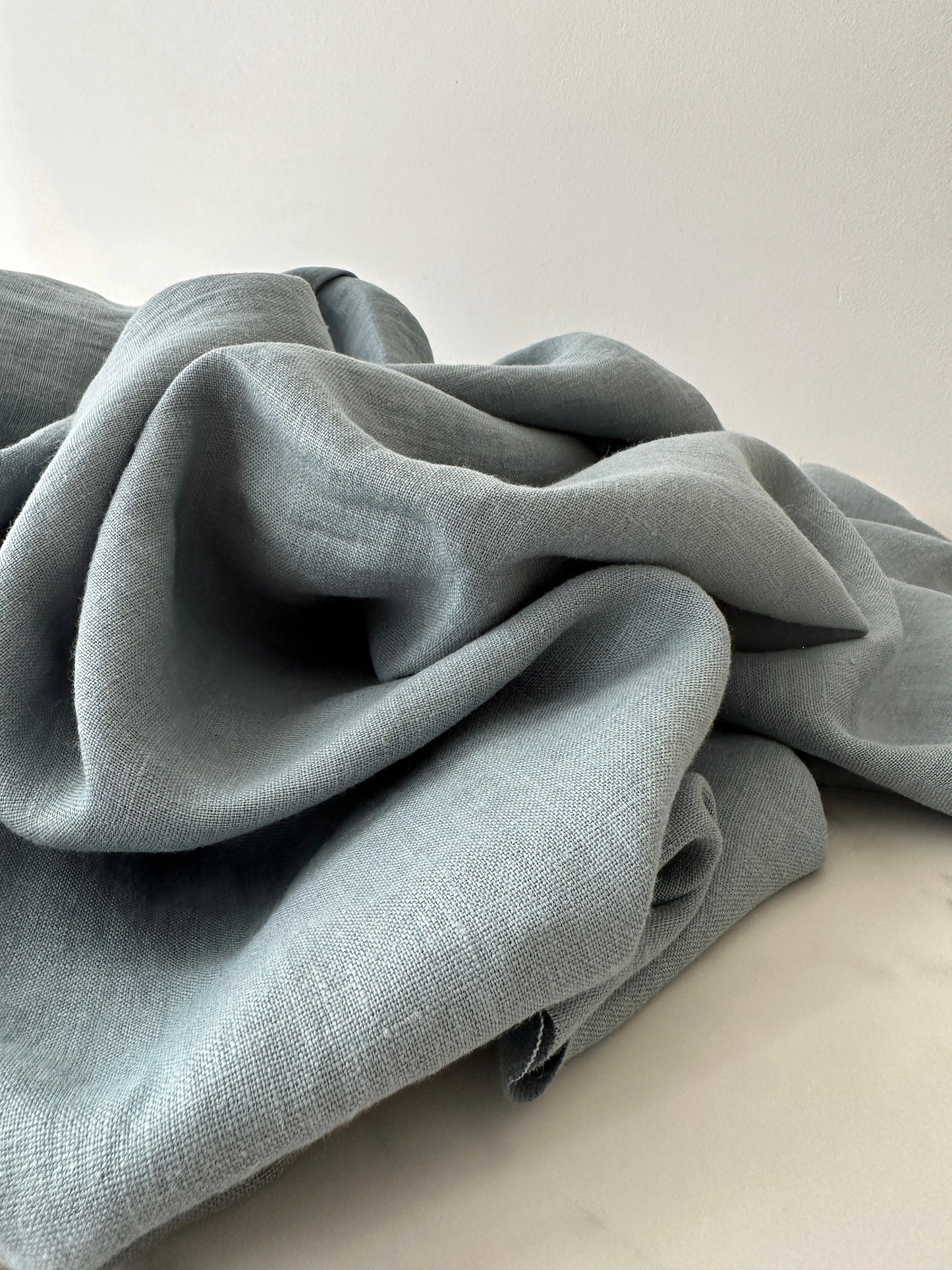 Linen Fabric by The Yard. Certified European Flax & OEKO-Tex 100. Mid weight Softened Woven Linen from U.S.A. Seller- Cadet Blue LN-CAB