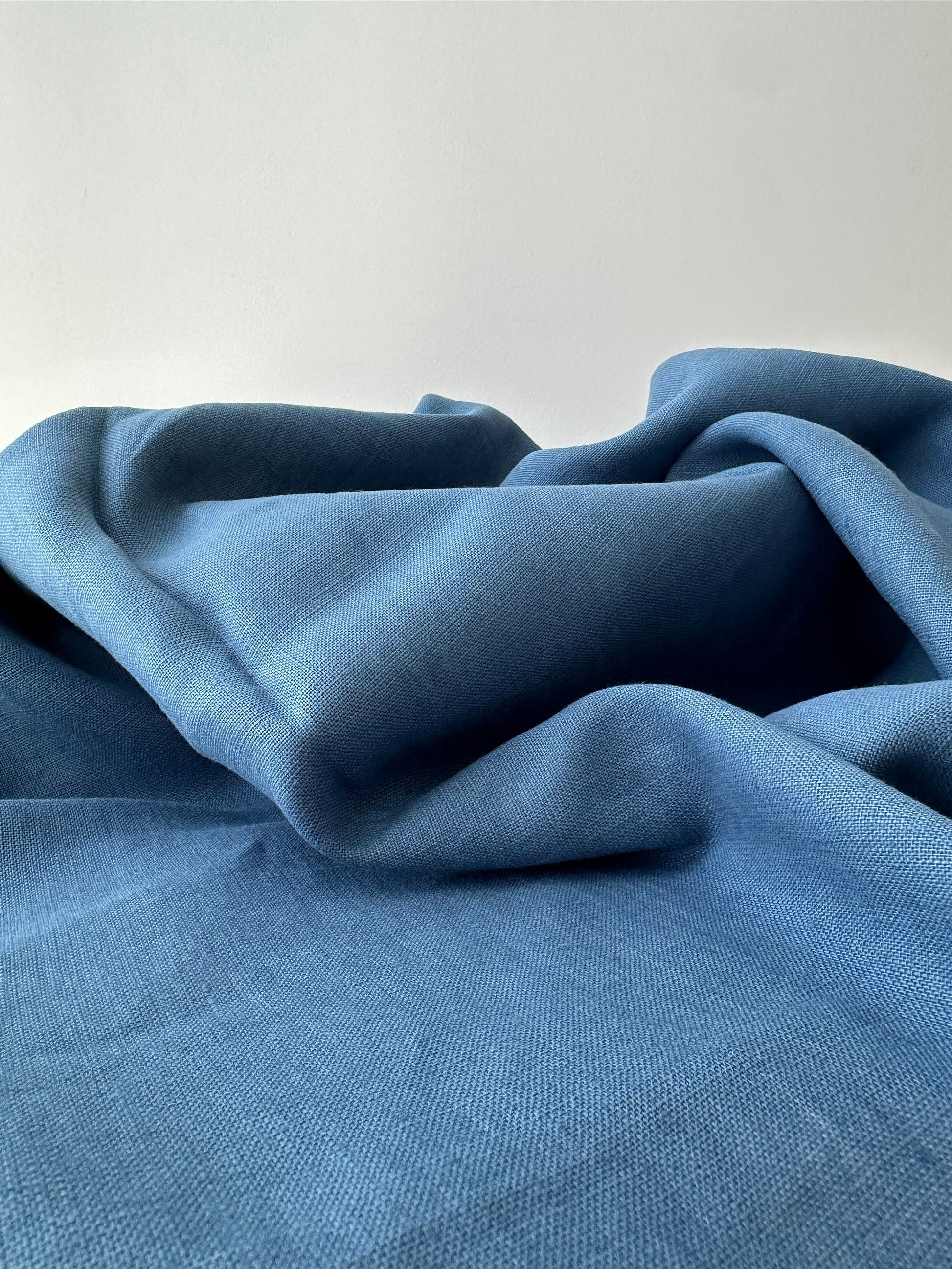 Linen Fabric by The Yard. Certified European Flax & OEKO-Tex 100. Mid weight Softened Woven Linen from U.S.A. Seller- Aegean Blue LN-AEB