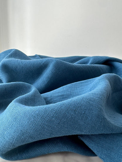 Linen Fabric by The Yard. Certified European Flax & OEKO-Tex 100. Mid weight Softened Woven Linen from U.S.A. Seller- Peacock Blue LN-PCK