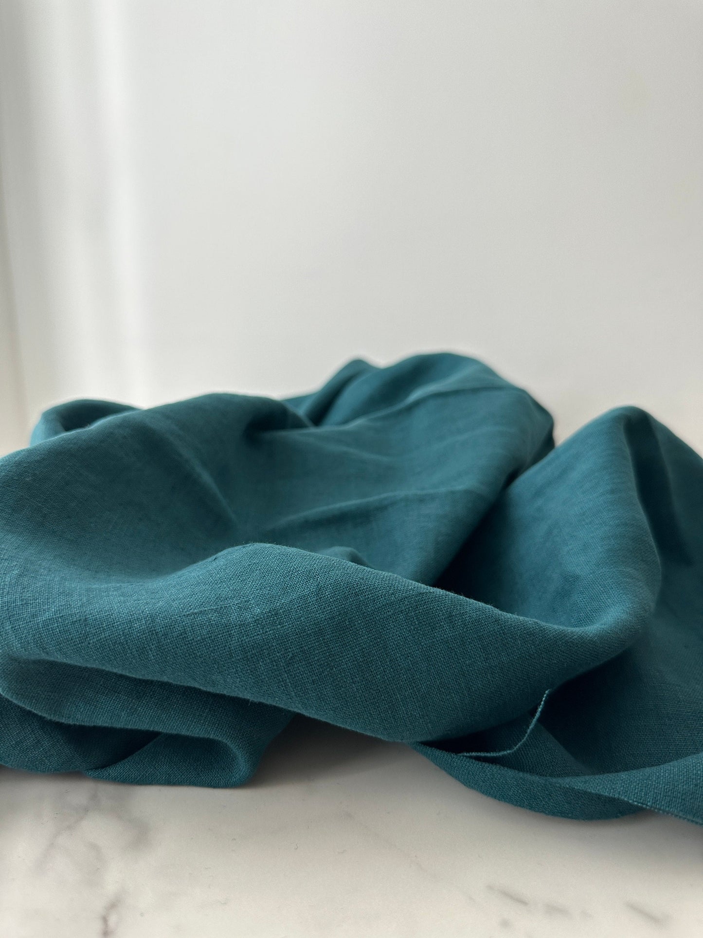 Linen Fabric by The Yard. Certified European Flax & OEKO-Tex 100. Mid weight Softened Woven Linen from U.S.A. Seller- Crystal Teal LN-CYT