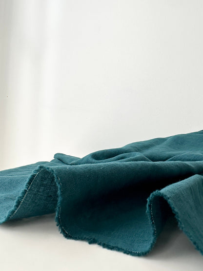 Linen Fabric by The Yard. Certified European Flax & OEKO-Tex 100. Mid weight Softened Woven Linen from U.S.A. Seller- Crystal Teal LN-CYT