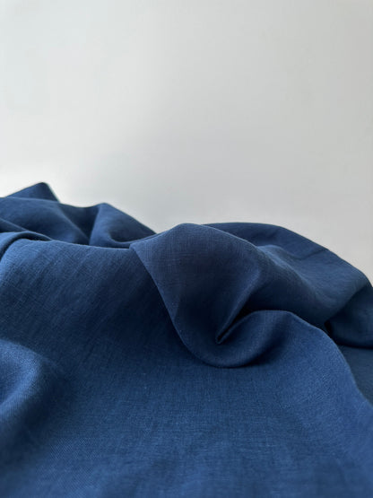 Linen Fabric by The Yard. Certified European Flax & OEKO-Tex 100. Mid weight Softened Woven Linen from U.S.A. Seller- Indigo LN-IND