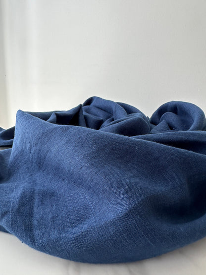 Linen Fabric by The Yard. Certified European Flax & OEKO-Tex 100. Mid weight Softened Woven Linen from U.S.A. Seller- Indigo LN-IND