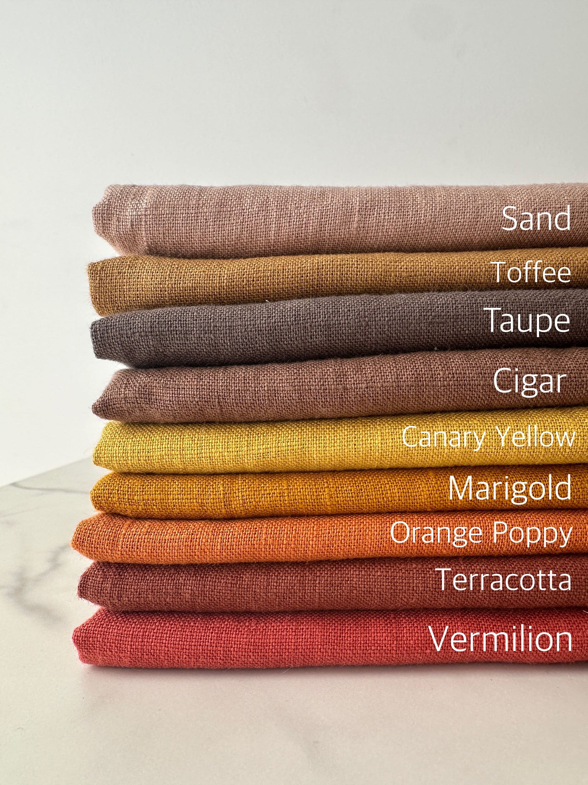 Linen Fabric by The Yard. Certified European Flax & OEKO-Tex 100. Mid weight Softened Woven Linen from U.S.A. Seller- Vermilion LN-VER