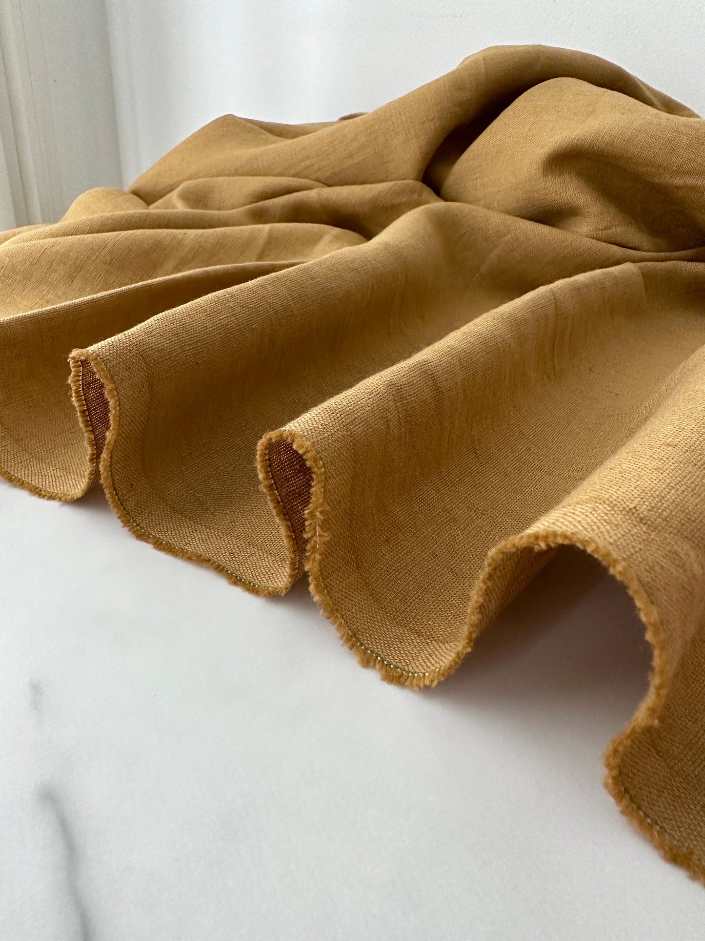 Linen Fabric by The Yard. Certified European Flax & OEKO-Tex 100. Mid weight Softened Woven Linen from U.S.A. Seller- Toffee LN-TOF