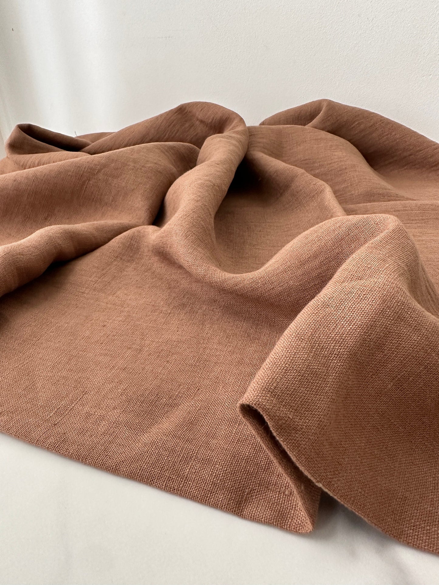 Linen Fabric by The Yard. Certified European Flax & OEKO-Tex 100. Mid weight Softened Woven Linen from U.S.A. Seller- Cigar LN-CIG