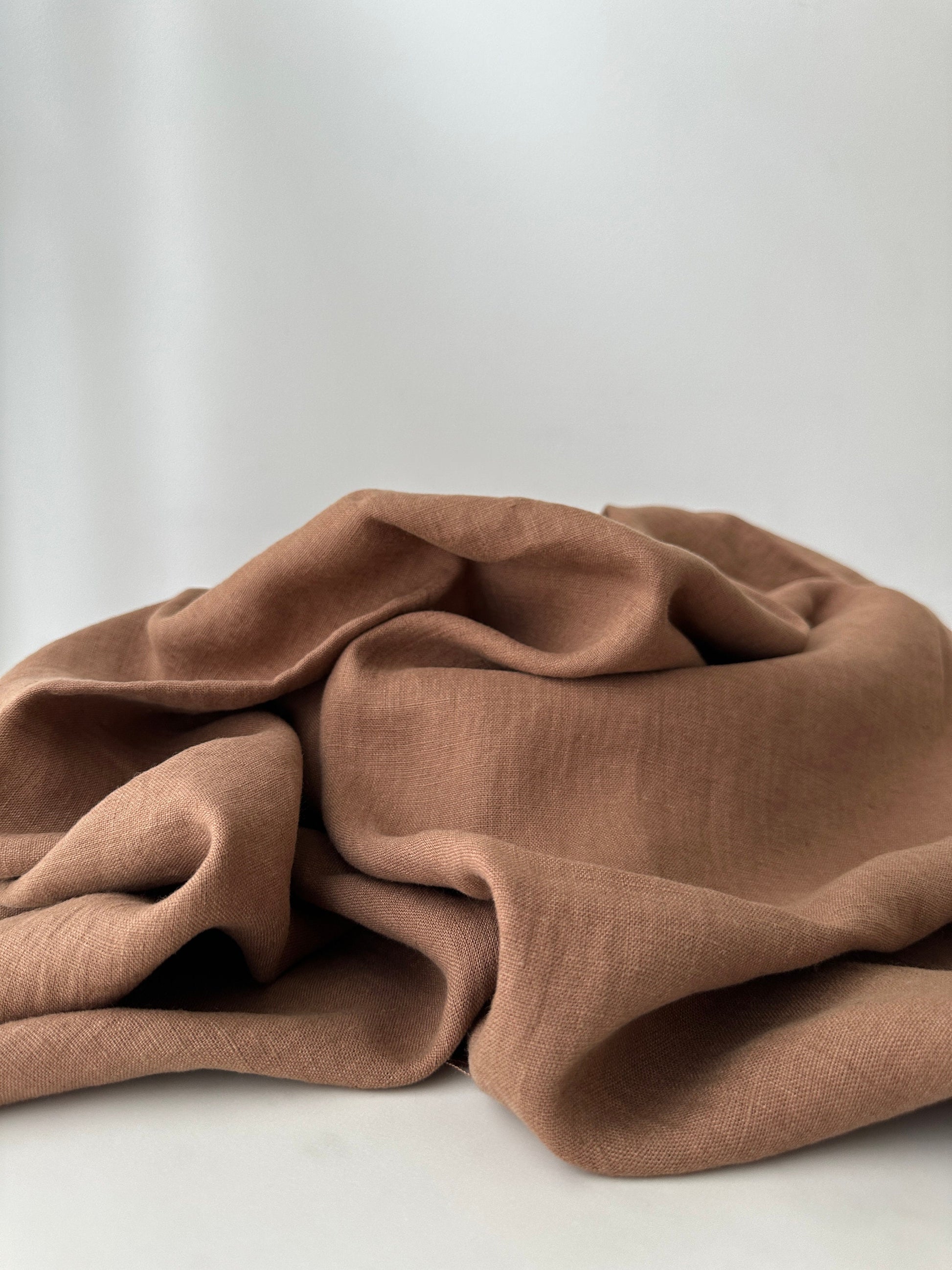 Linen Fabric by The Yard. Certified European Flax & OEKO-Tex 100. Mid weight Softened Woven Linen from U.S.A. Seller- Cigar LN-CIG