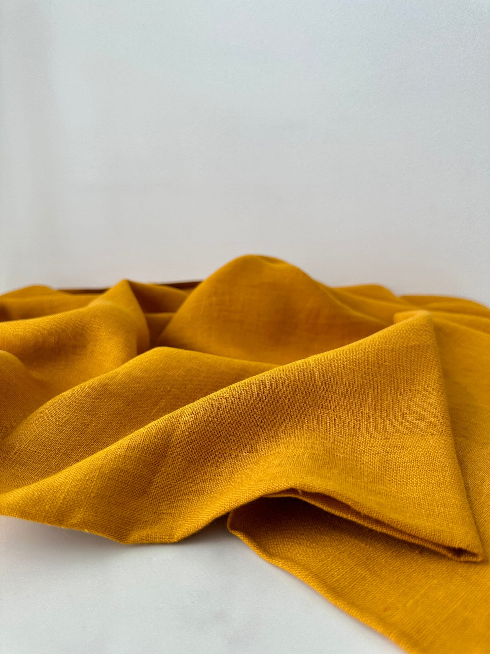 Linen Fabric by The Yard. Certified European Flax & OEKO-Tex 100. Mid weight Softened Woven Linen from U.S.A. Seller- Marigold LN-MGD