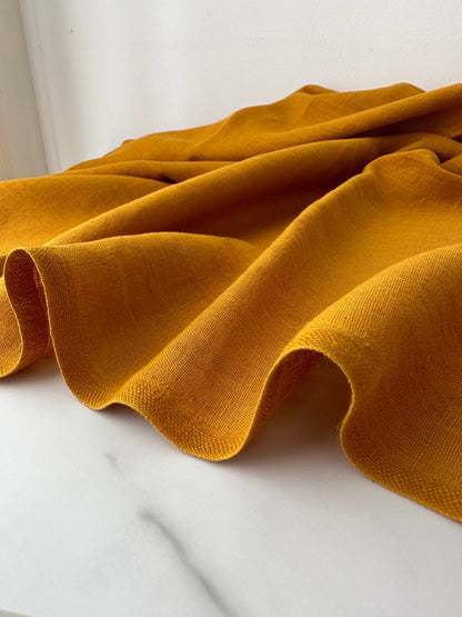 Linen Fabric by The Yard. Certified European Flax & OEKO-Tex 100. Mid weight Softened Woven Linen from U.S.A. Seller- Marigold LN-MGD