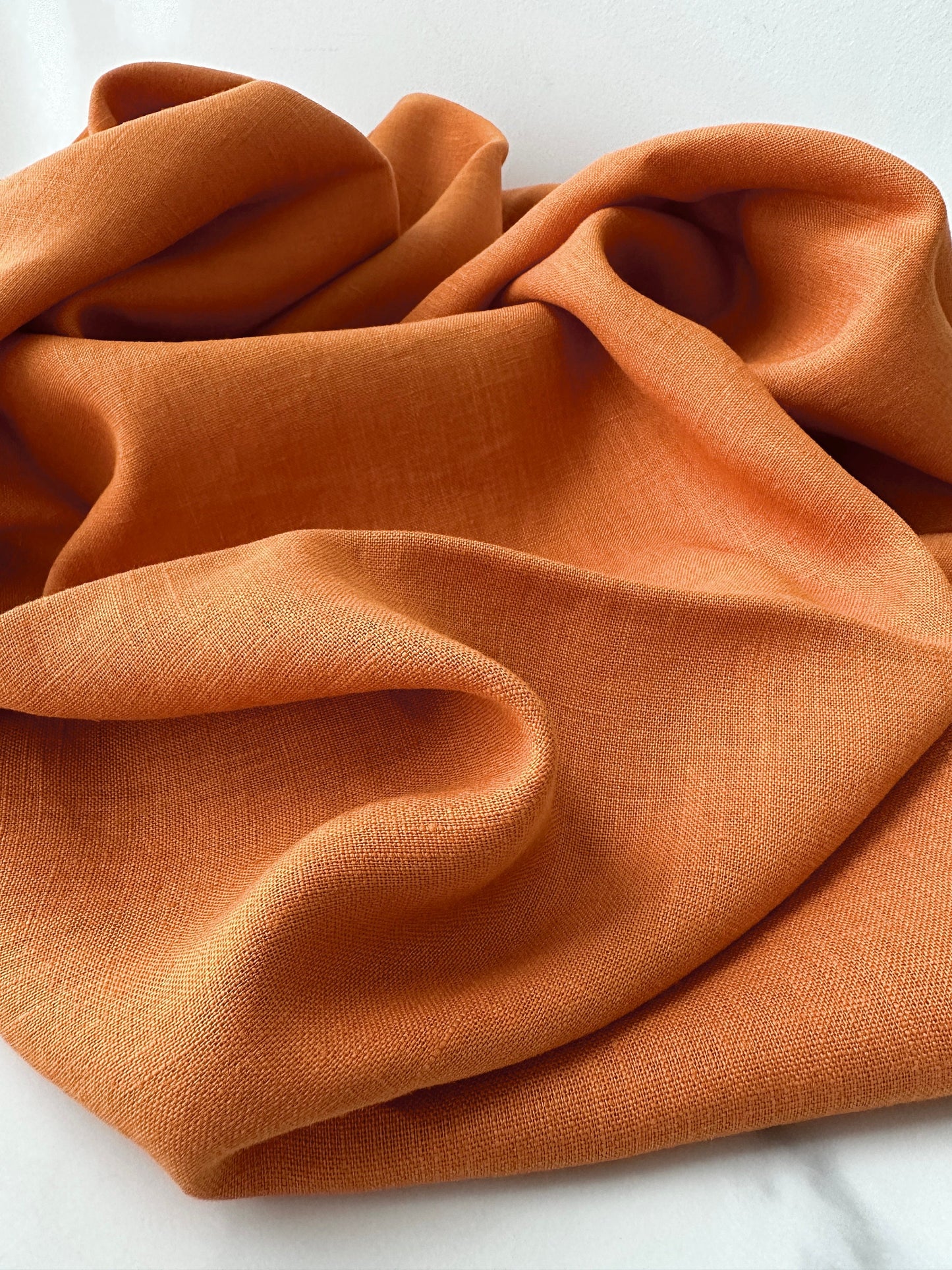 Linen Fabric by The Yard. Certified European Flax & OEKO-Tex 100. Mid weight Softened Woven Linen from U.S.A. Seller- Orang Poppy LN-ORP