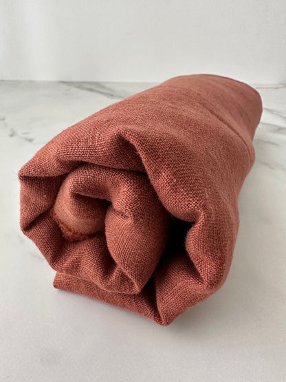 Linen Fabric by The Yard. Certified European Flax & OEKO-Tex 100. Mid weight Softened Woven Linen from U.S.A. Seller- Terracotta LN-TER