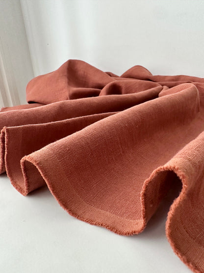 Linen Fabric by The Yard. Certified European Flax & OEKO-Tex 100. Mid weight Softened Woven Linen from U.S.A. Seller- Terracotta LN-TER