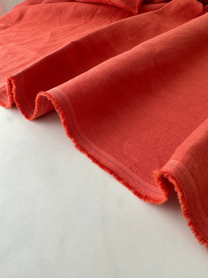 Linen Fabric by The Yard. Certified European Flax & OEKO-Tex 100. Mid weight Softened Woven Linen from U.S.A. Seller- Vermilion LN-VER