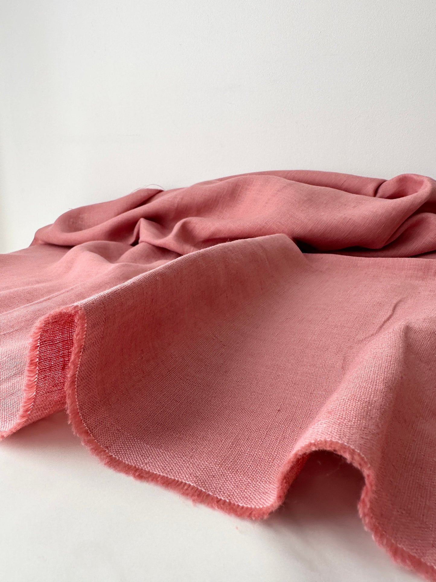 Linen Fabric by The Yard. Certified European Flax & OEKO-Tex 100. Mid weight Softened Woven Linen from U.S.A. Seller -Salmon Pink LN-SMP