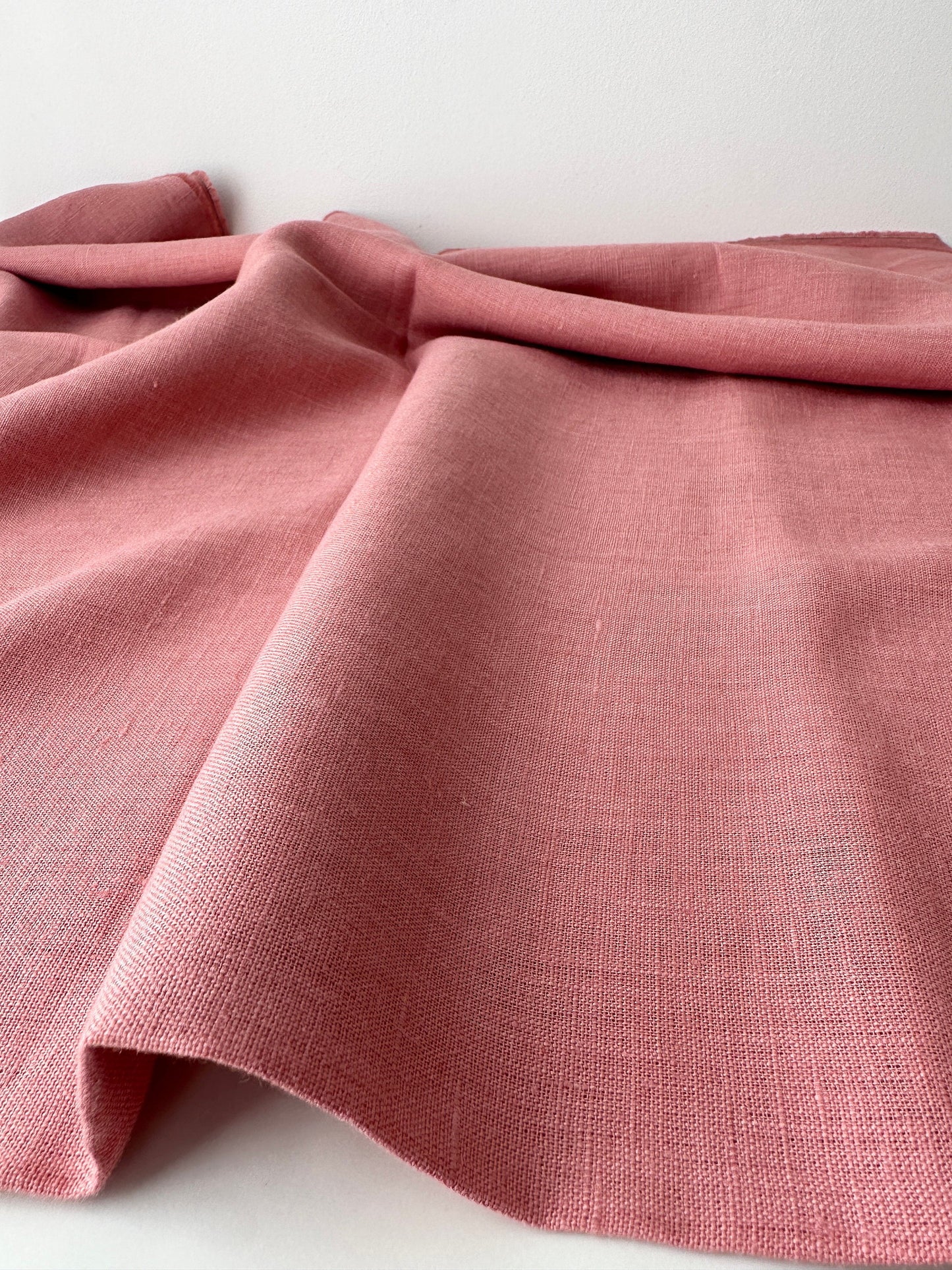 Linen Fabric by The Yard. Certified European Flax & OEKO-Tex 100. Mid weight Softened Woven Linen from U.S.A. Seller -Salmon Pink LN-SMP