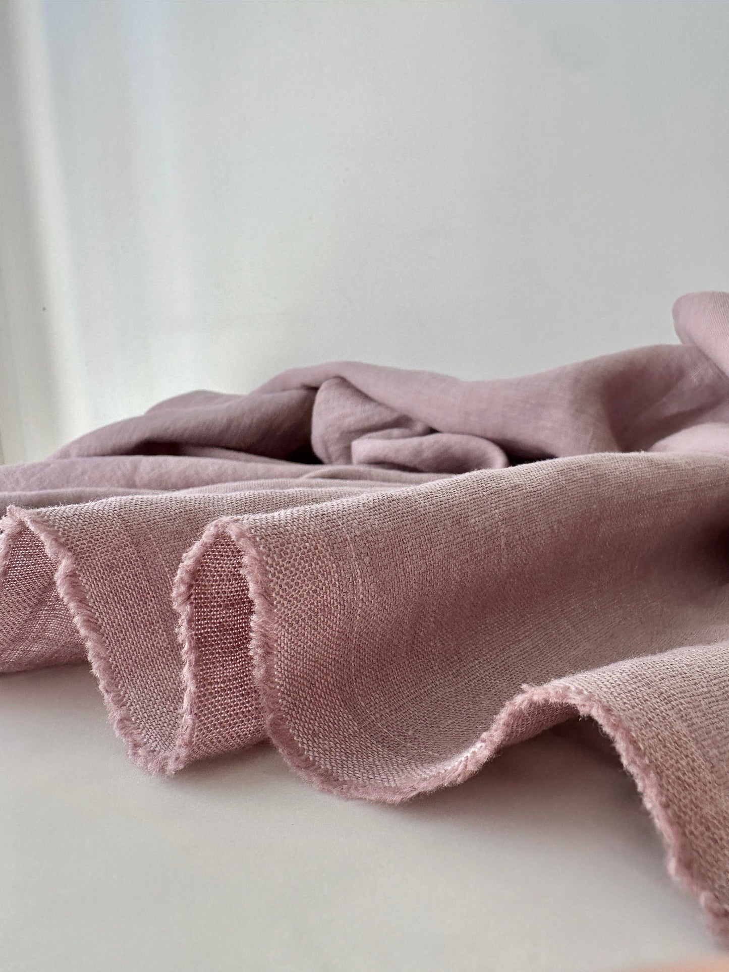 Linen Fabric by The Yard. Certified European Flax & OEKO-Tex 100. Mid weight Softened Woven Linen from U.S.A. Seller- Mauve LN-MAU