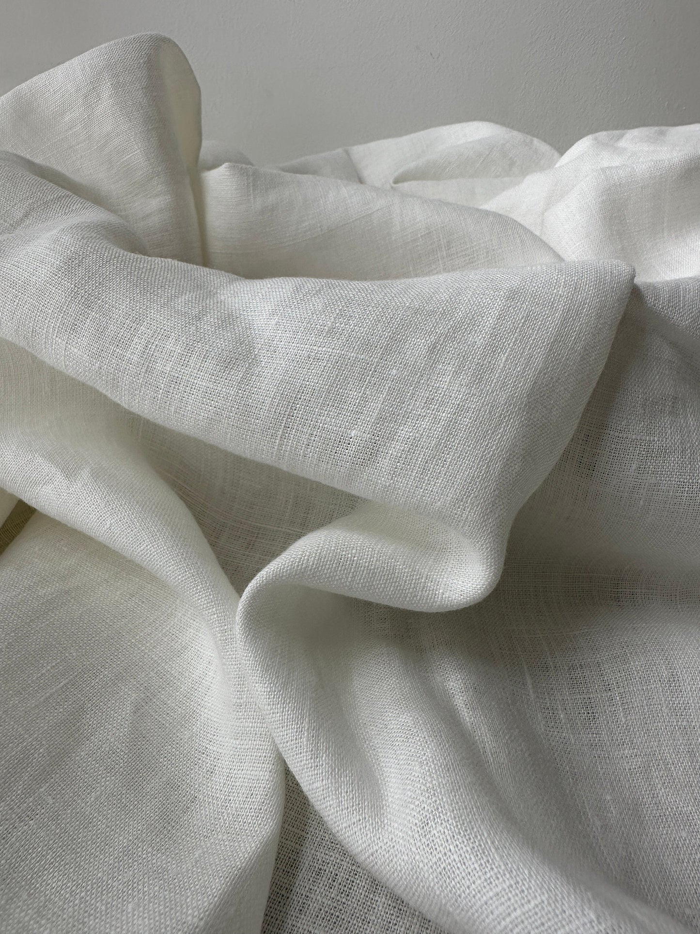 Linen Fabric by The Yard. Certified European Flax & OEKO-Tex 100. Mid weight Softened Woven Linen from U.S.A. Seller- Seashell White LN-SSW