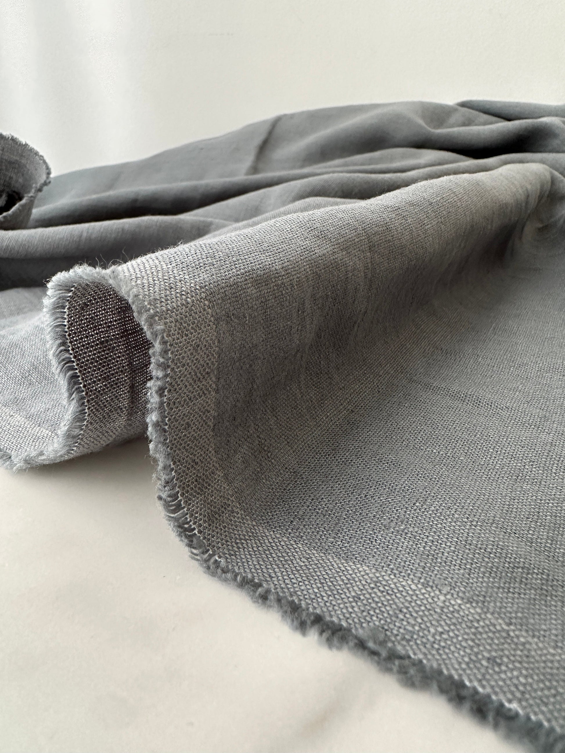 Linen Fabric by The Yard. Certified European Flax & OEKO-Tex 100. Mid weight Softened Woven Linen from U.S.A. Seller -Pebble LN-PEB