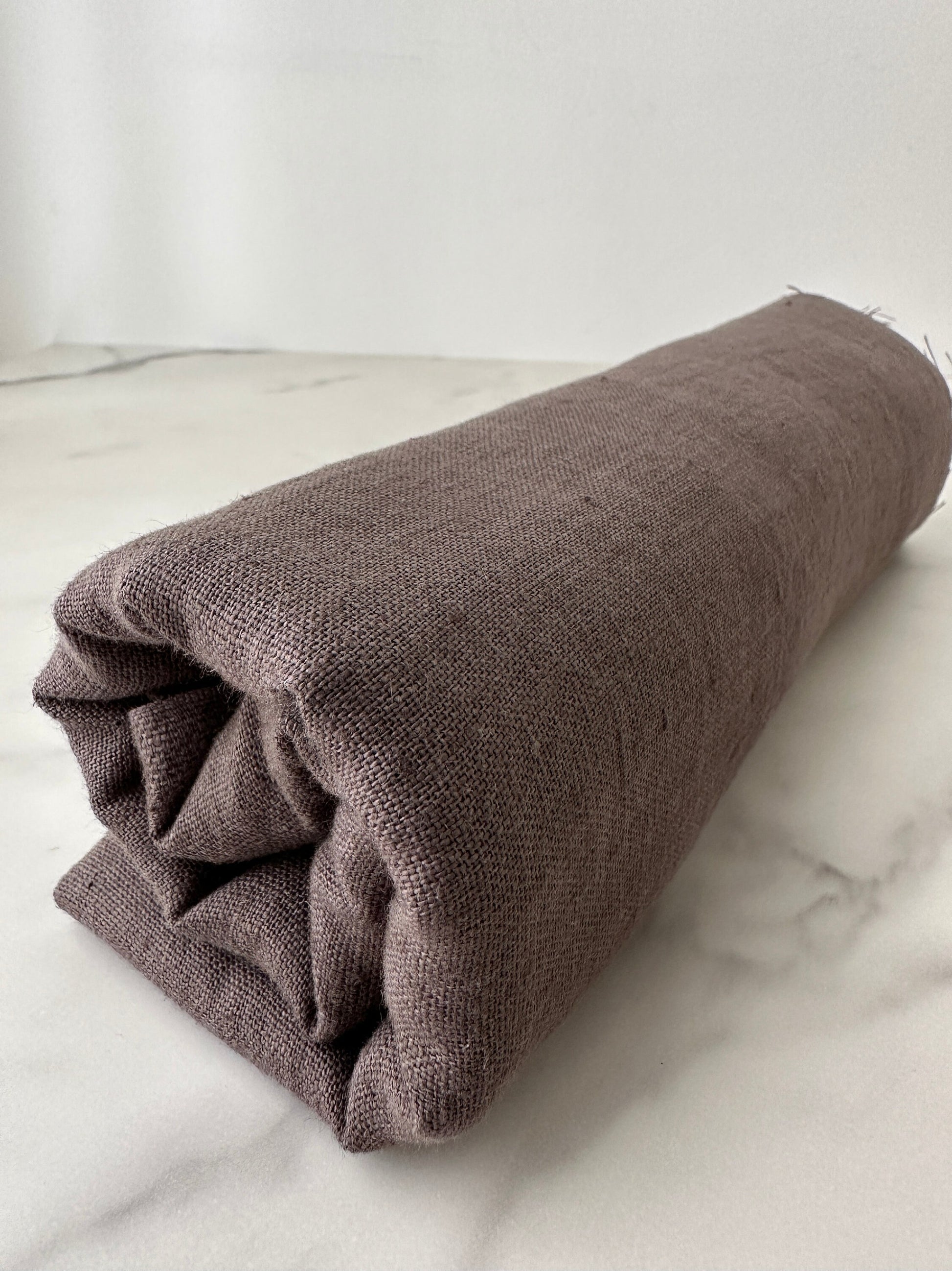 Linen Fabric by The Yard. Certified European Flax & OEKO-Tex 100. Mid weight Softened Woven Linen from U.S.A. Seller- Truffle Brown LN-TRU