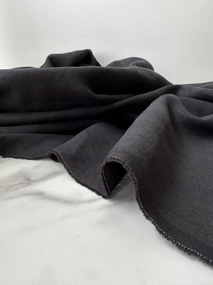 Linen Fabric by The Yard. Certified European Flax & OEKO-Tex 100. Mid weight Softened Woven Linen from U.S.A. Seller- Jet Black LN-JET