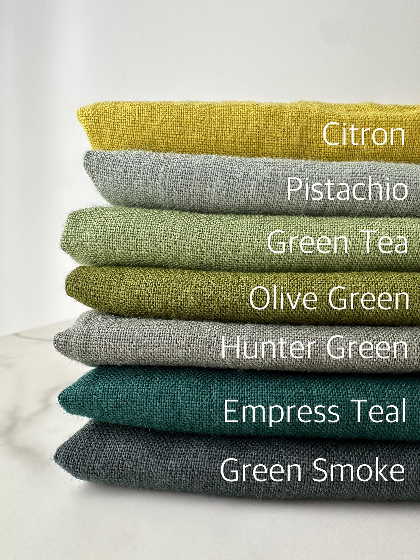 Linen Fabric by The Yard. Certified European Flax & OEKO-Tex 100. Mid weight Softened Woven Linen from U.S.A. Seller- Green Tea LN-GRT