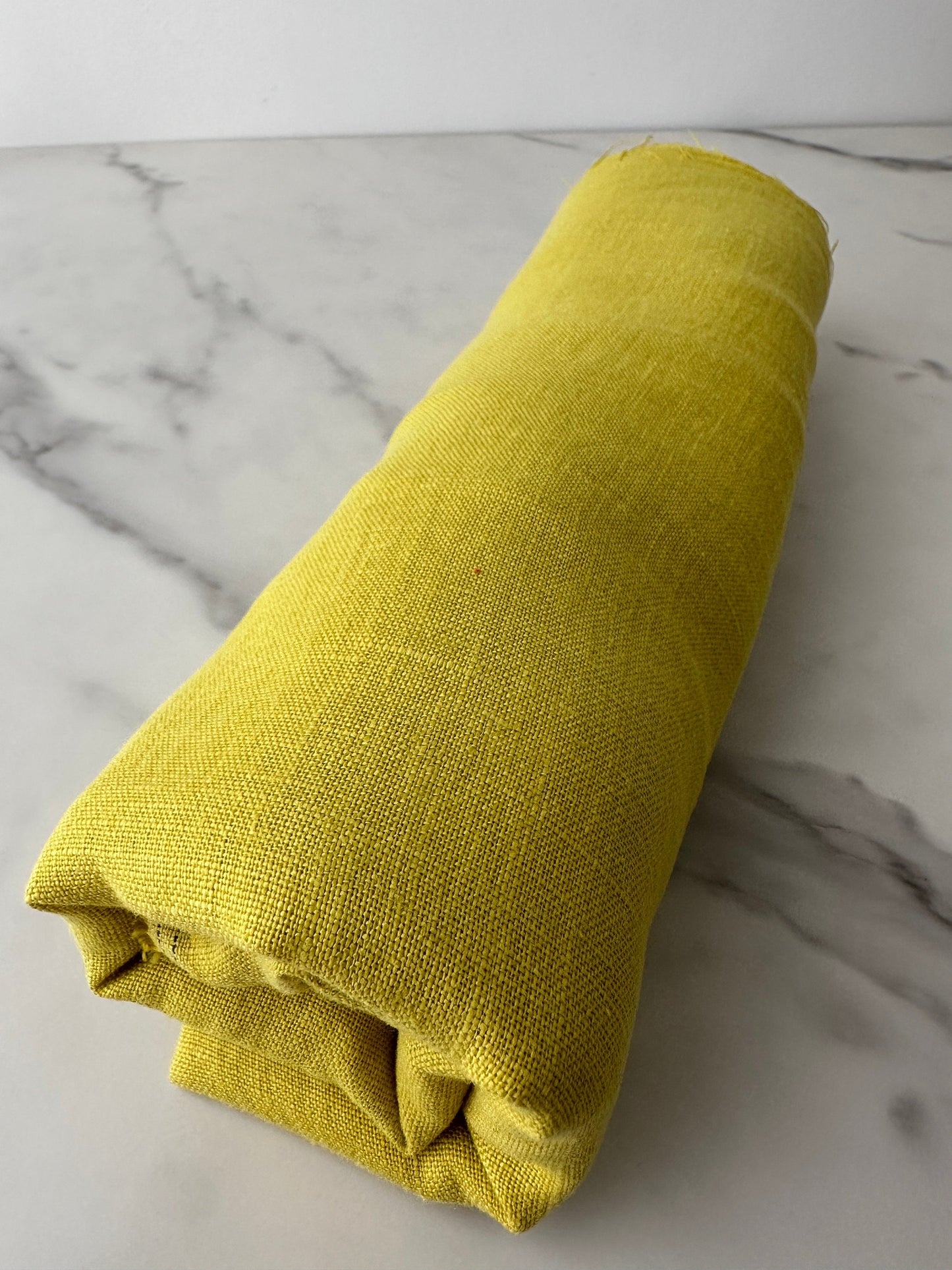 Linen Fabric by The Yard. Certified European Flax & OEKO-Tex 100. Mid weight Softened Woven Linen from U.S.A. Seller- Citron LN-CIT