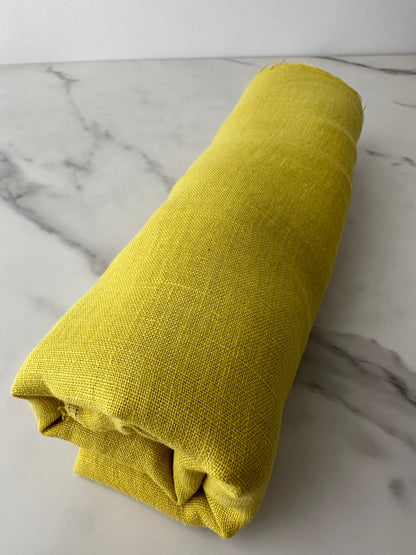 Linen Fabric by The Yard. Certified European Flax & OEKO-Tex 100. Mid weight Softened Woven Linen from U.S.A. Seller- Citron LN-CIT