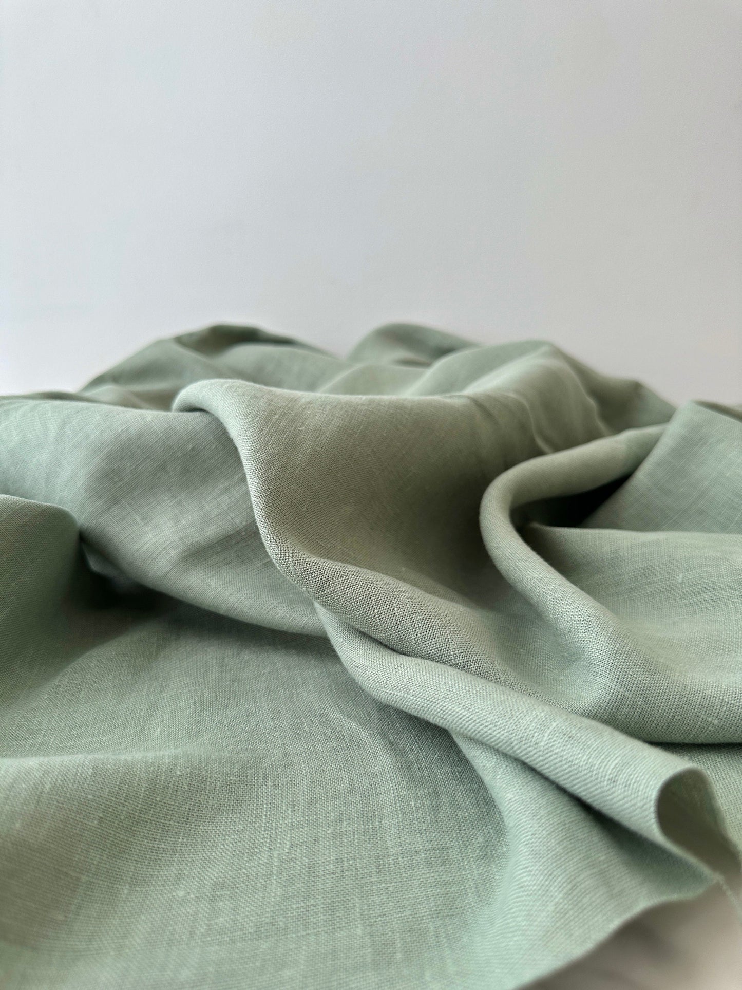 Linen Fabric by The Yard. Certified European Flax & OEKO-Tex 100. Mid weight Softened Woven Linen from U.S.A. Seller- Pistachio LN-PIS