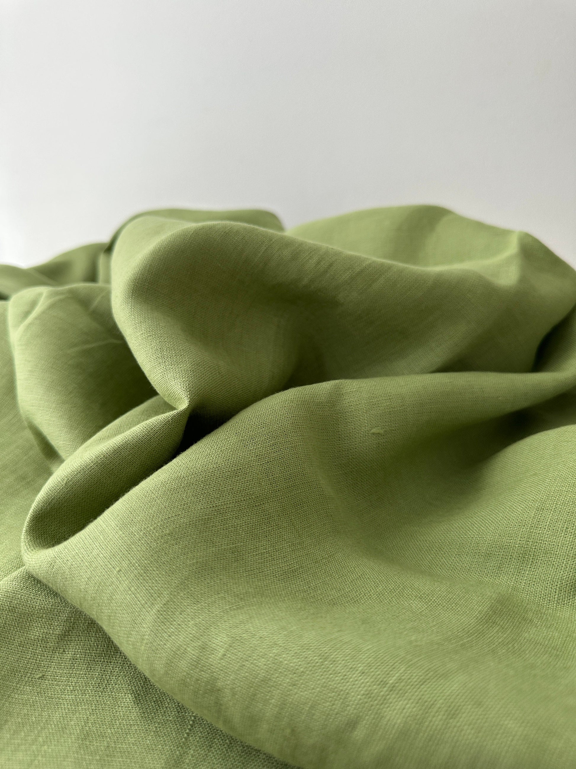 Linen Fabric by The Yard. Certified European Flax & OEKO-Tex 100. Mid weight Softened Woven Linen from U.S.A. Seller- Green Tea LN-GRT