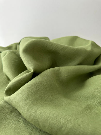 Linen Fabric by The Yard. Certified European Flax & OEKO-Tex 100. Mid weight Softened Woven Linen from U.S.A. Seller- Green Tea LN-GRT