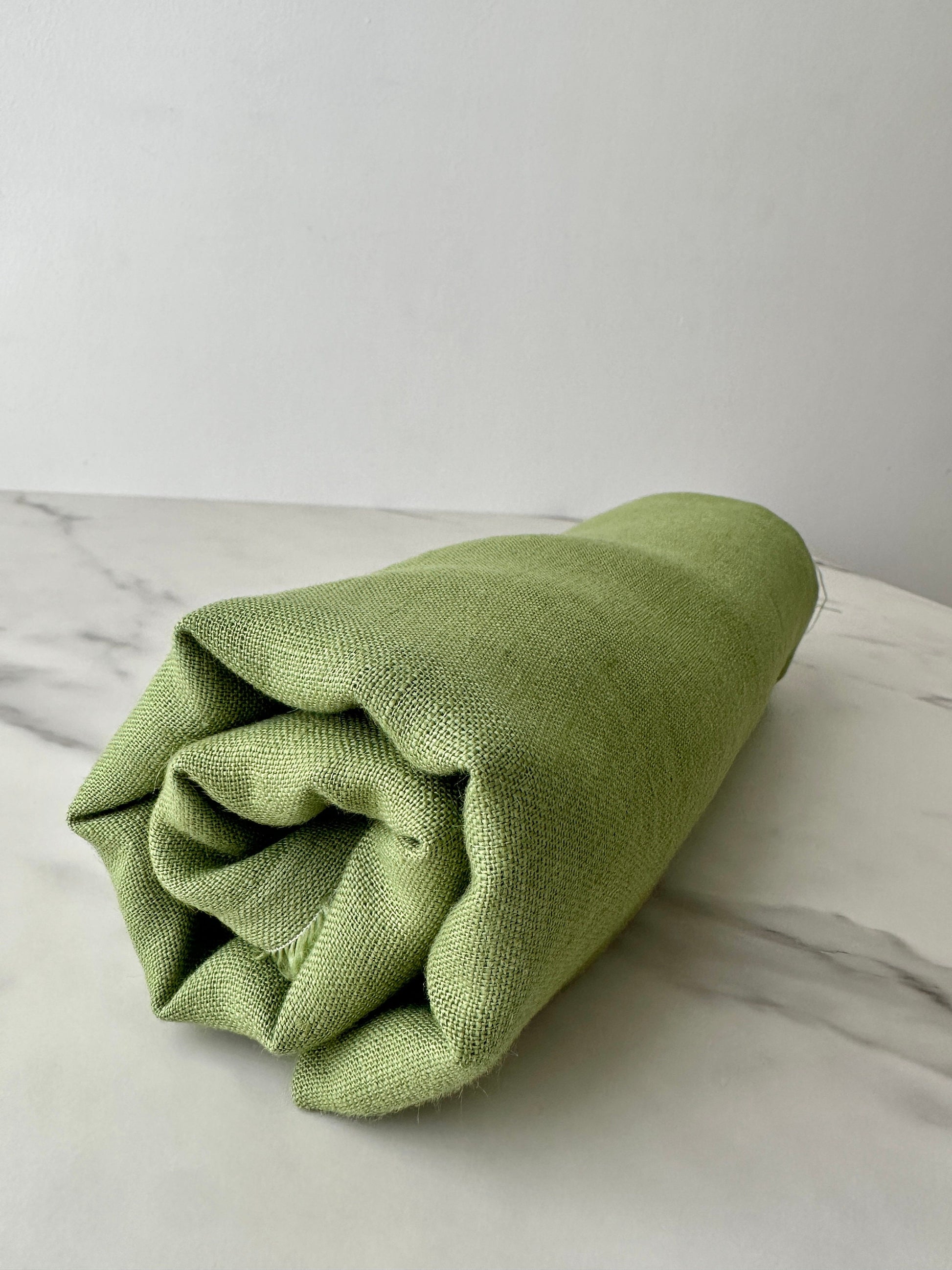 Linen Fabric by The Yard. Certified European Flax & OEKO-Tex 100. Mid weight Softened Woven Linen from U.S.A. Seller- Green Tea LN-GRT