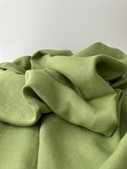 Linen Fabric by The Yard. Certified European Flax & OEKO-Tex 100. Mid weight Softened Woven Linen from U.S.A. Seller- Green Tea LN-GRT