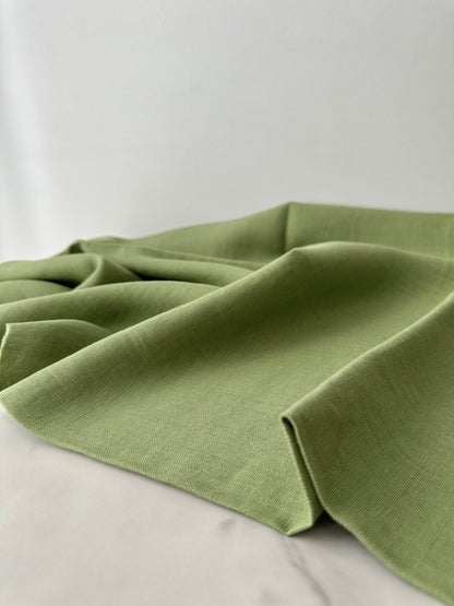 Linen Fabric by The Yard. Certified European Flax & OEKO-Tex 100. Mid weight Softened Woven Linen from U.S.A. Seller- Green Tea LN-GRT