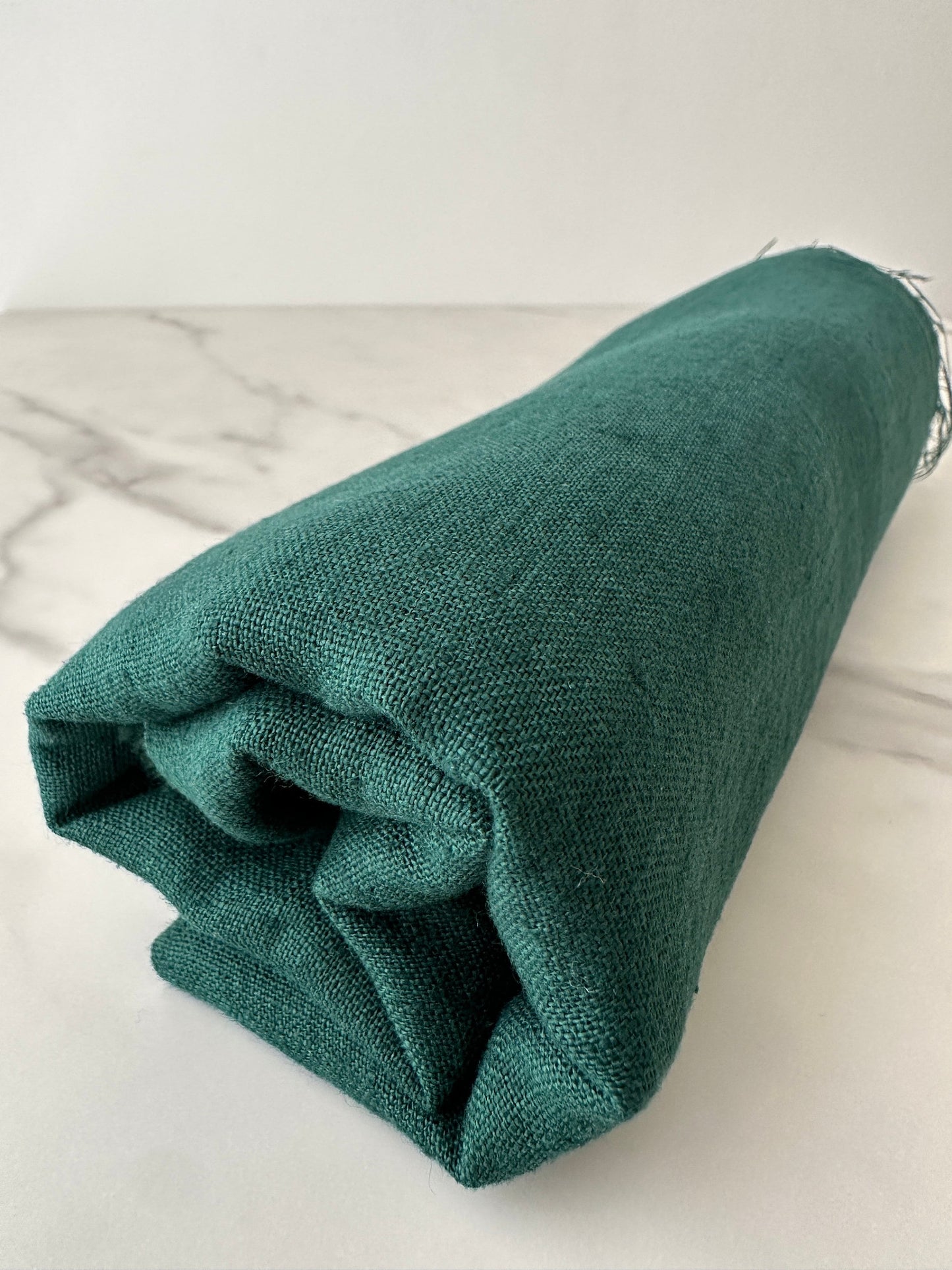 Linen Fabric by The Yard. Certified European Flax & OEKO-Tex 100. Mid weight Softened Woven Linen from U.S.A. Seller- Empress Teal LN-EMG