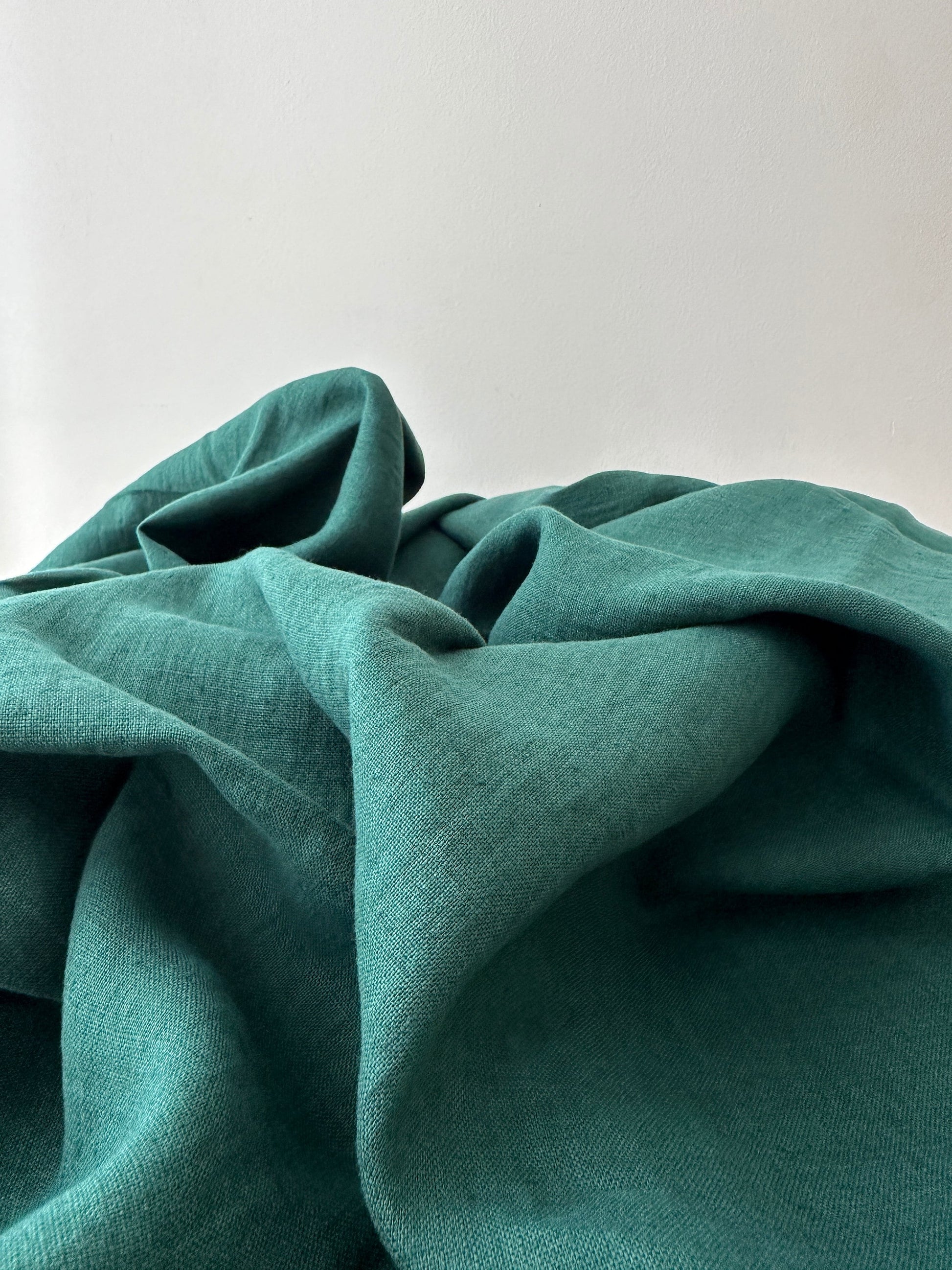 Linen Fabric by The Yard. Certified European Flax & OEKO-Tex 100. Mid weight Softened Woven Linen from U.S.A. Seller- Empress Teal LN-EMG