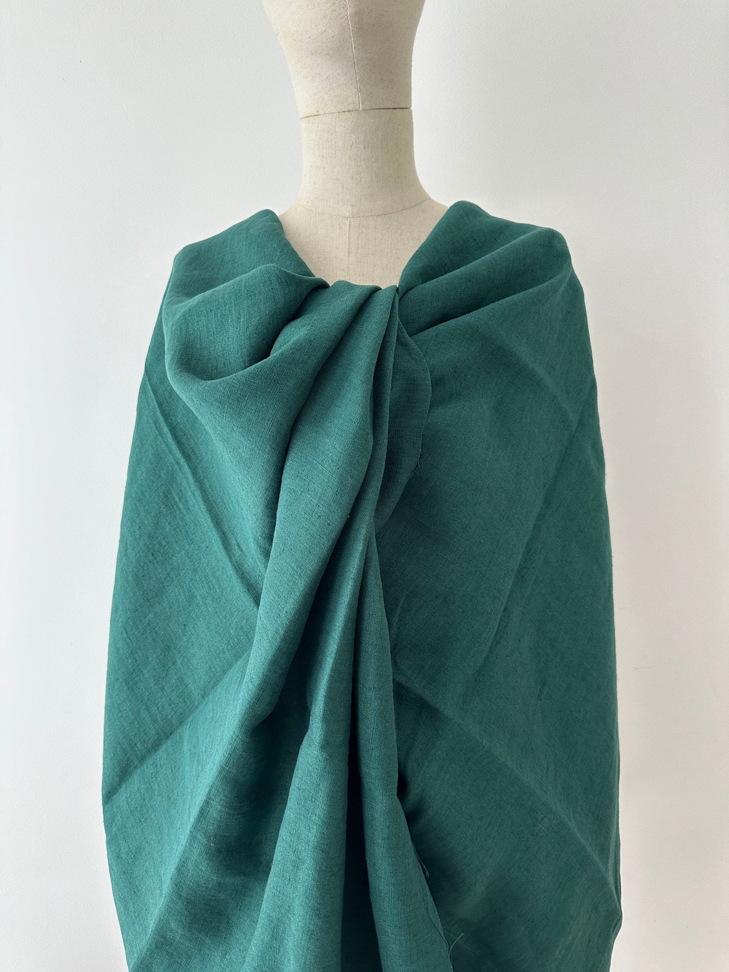 Linen Fabric by The Yard. Certified European Flax & OEKO-Tex 100. Mid weight Softened Woven Linen from U.S.A. Seller- Empress Teal LN-EMG