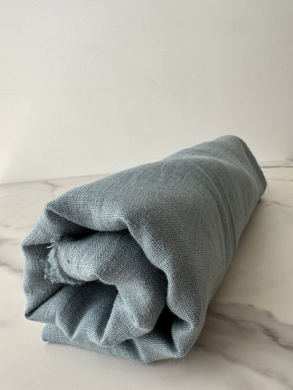 Linen Fabric by The Yard. Certified European Flax & OEKO-Tex 100. Mid weight Softened Woven Linen from U.S.A. Seller- Cadet Blue LN-CAB