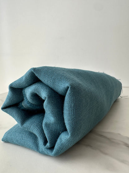 Linen Fabric by The Yard. Certified European Flax & OEKO-Tex 100. Mid weight Softened Woven Linen from U.S.A. Seller- Teal Blue LN-TBL