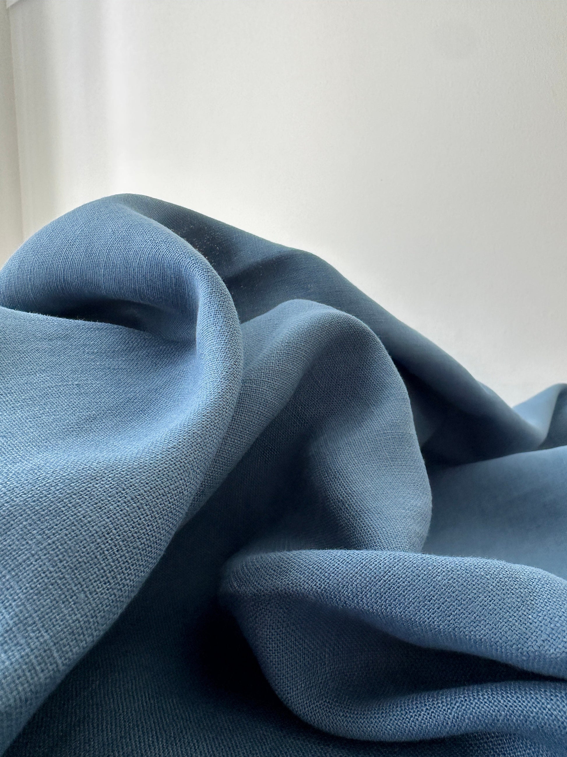 Linen Fabric by The Yard. Certified European Flax & OEKO-Tex 100. Mid weight Softened Woven Linen from U.S.A. Seller- Aegean Blue LN-AEB