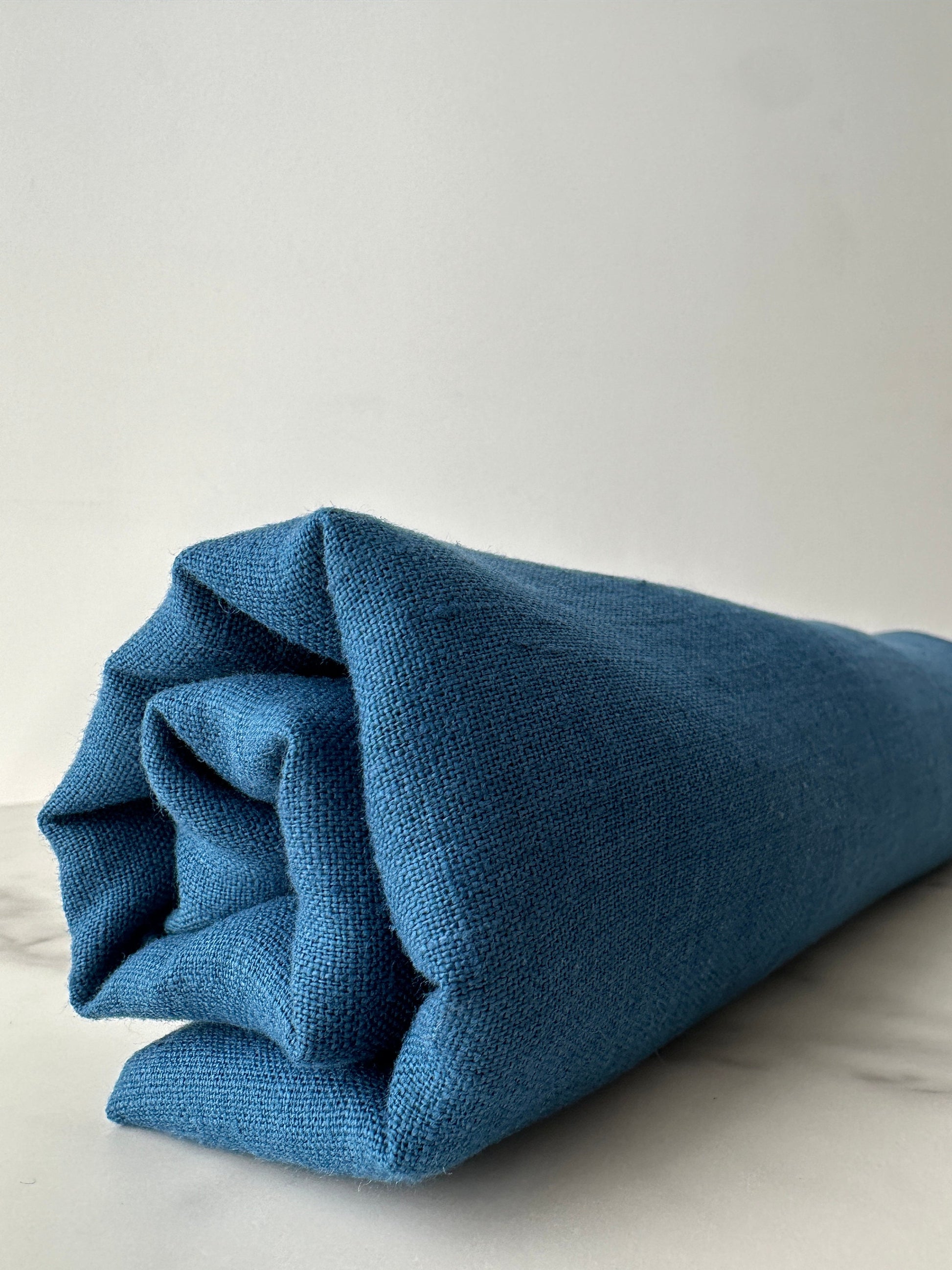 Linen Fabric by The Yard. Certified European Flax & OEKO-Tex 100. Mid weight Softened Woven Linen from U.S.A. Seller- Peacock Blue LN-PCK