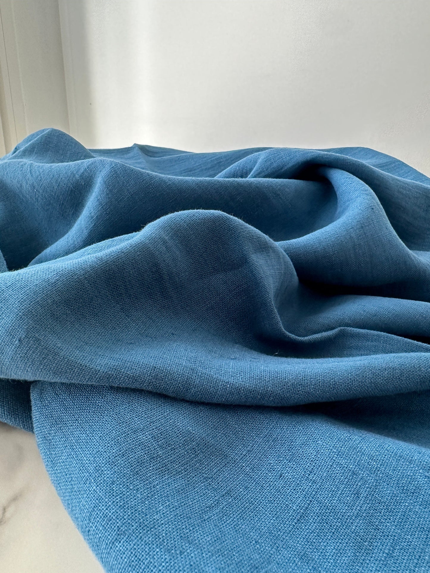 Linen Fabric by The Yard. Certified European Flax & OEKO-Tex 100. Mid weight Softened Woven Linen from U.S.A. Seller- Peacock Blue LN-PCK