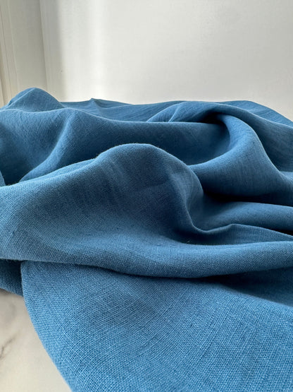 Linen Fabric by The Yard. Certified European Flax & OEKO-Tex 100. Mid weight Softened Woven Linen from U.S.A. Seller- Peacock Blue LN-PCK