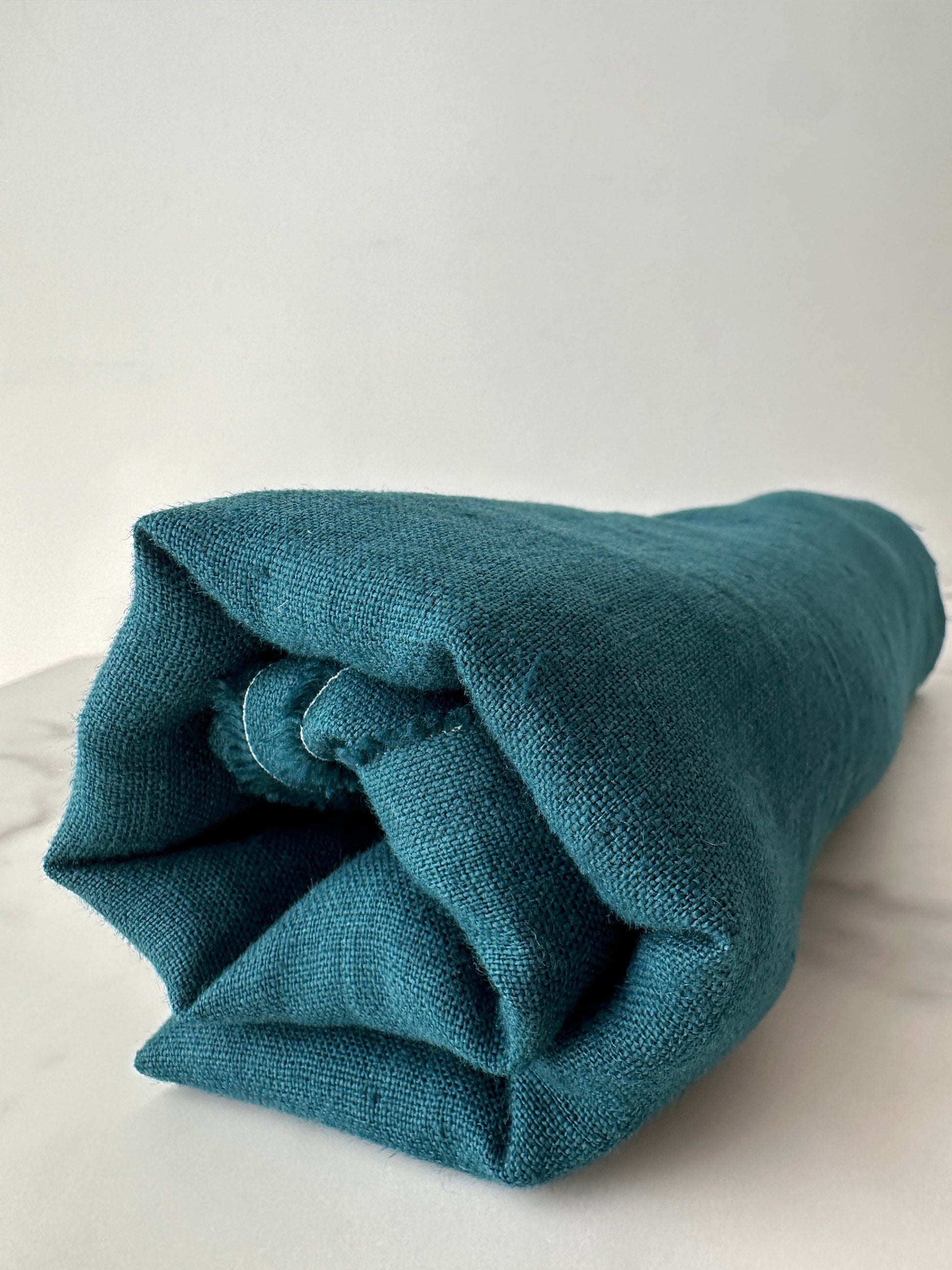 Linen Fabric by The Yard. Certified European Flax & OEKO-Tex 100. Mid weight Softened Woven Linen from U.S.A. Seller- Crystal Teal LN-CYT